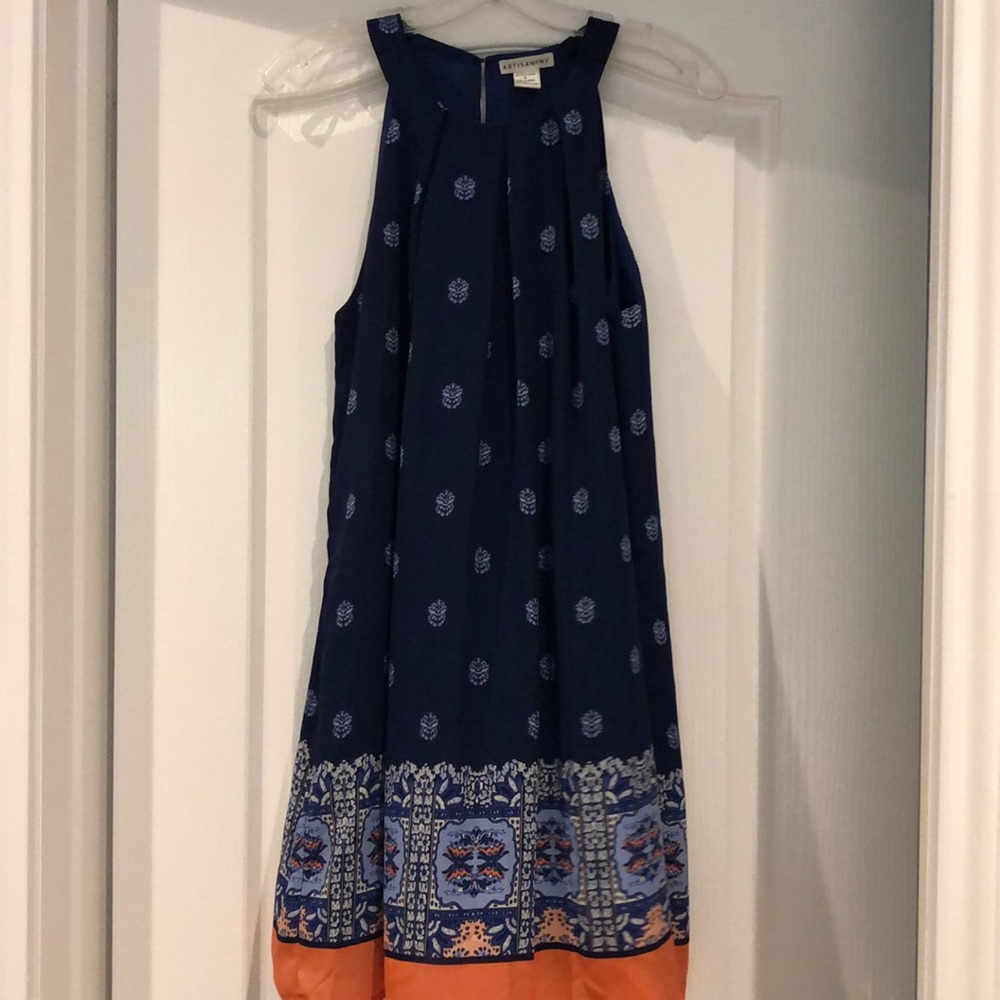 Navy and orange sun dress